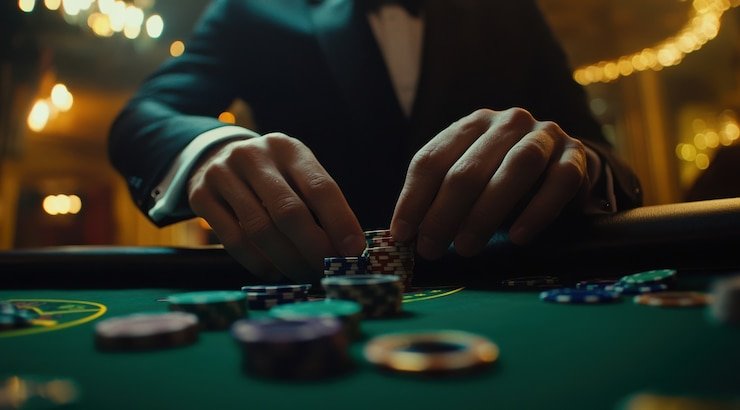 Tim mpo7777 bekerja di studio live dealer dengan multi-kamera untuk kualitas HD streaming
